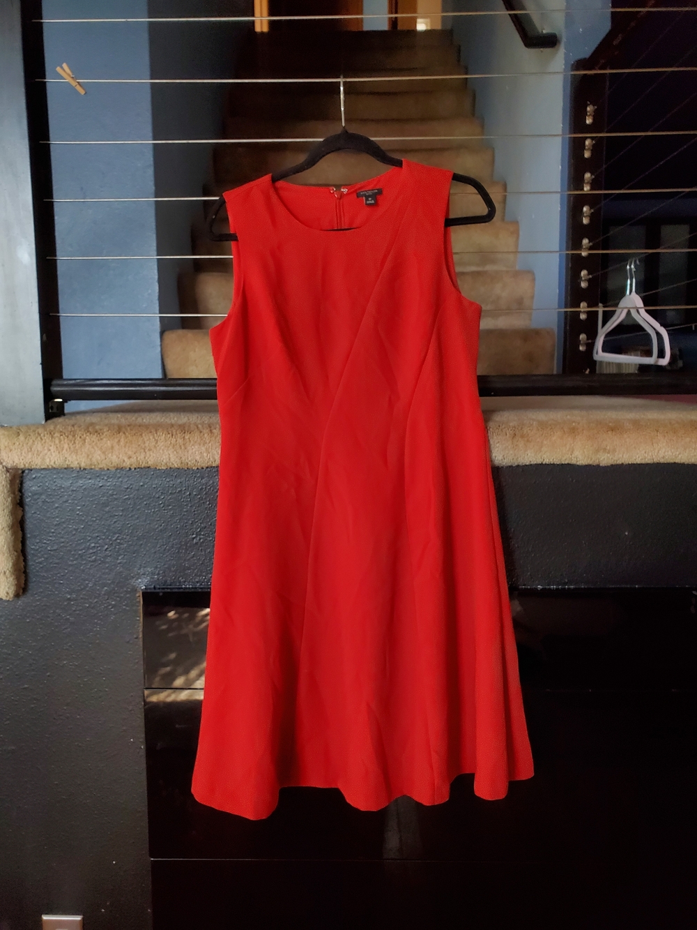 Ann Taylor Red Sleeveless A-Line Midi Dress